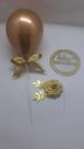 Topo de Bolo balão flor feliz aniversário dourado