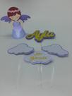 Topo de Bolo Batizado Anjinho Lilás 3d personalizado