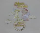 Topo de Bolo Batizado Anjo Nuvem personalizado Topo de Bolo Batizado Anjo Nuvem personalizado