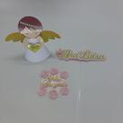 Topo de Bolo Batizado Menina 3d flores personalizado Topo de Bolo Batizado Menina 3d flores personalizado