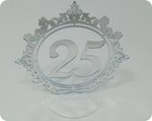Topo de Bolo Bodas de Prata 25 Anos em Acrílico Espelhado - Decoração de Casamento