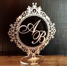 Topo de Bolo Casamento Com Iniciais - Brasão