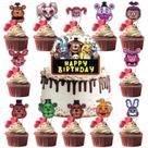 Topo de bolo Cilnizriy FNAF, kit de festa de aniversário com 25 peças