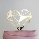 Topo de Bolo Coração Geométrico Glitter Dourado Sonho Fino Rizzo Confeitaria