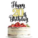 Topo de Bolo Dxsdgetue Feliz 20º Aniversário Preto e Dourado Topo de Bolo Dxsdgetue Feliz 20º Aniversário Preto e Dourado
