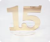 Topo de Bolo em Acrílico Espelhado Dourado para 15 Anos - 14,5x13cm