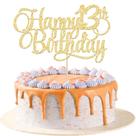 Topo de Bolo Ephlyn 13º Aniversário Glitter Dourado 20 cm