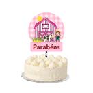 Topo de Bolo Fazendinha Rosa Personalizada Topo de Bolo Fazendinha Rosa Personalizada