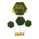 Topo De Bolo Feliz Aniversario Plaquinhas Luxo C/5 (9.5x19cm