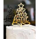 Topo de Bolo Feliz Natal Espelhado Dourado Sonho Fino Rizzo Confeitaria Topo de Bolo Feliz Natal Espelhado Dourado Sonho Fino Rizzo Confeitaria