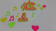 Topo de Bolo Festa Star Neon Colorido personalizado