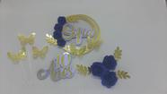 Topo de Bolo Flores Espiral Roxo e Lilás personalizado