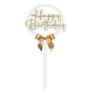 Topo de bolo MDF aro Happy Birthday Dourado