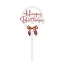 Topo de bolo MDF aro Happy Birthday rosa