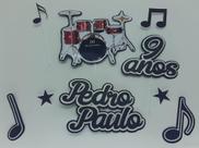 Topo de Bolo Musical Bateria personalizado