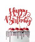 Topo de Bolo Naicaek Artesanal com Glitter Feliz Aniversário Vermelho
