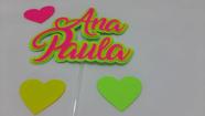 Topo de Bolo Neon Colorido Coração personalizado