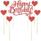 Topo de bolo Palasasa com glitter dourado Happy Birthday, conjunto