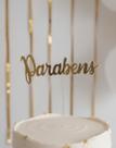 Topo de Bolo Parabéns Dourado em Papel Espelhado Decoração Festa Aniversário Luxo