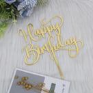 Topo de Bolo Sodasos Feliz Aniversário Acrílico Dourado com Glitter