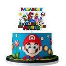Topo de Bolo Super Mário Luigi Princesa Peach Toad Festa de Aniversário