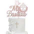Topo de bolo YCTHUNFISH cruz com glitter para batismo 15,5 x 21 cm