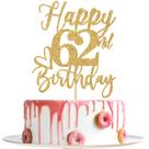 Topo de Bolo Yotawebery Feliz 62º Aniversário Glitter Dourado