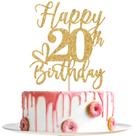 Topo de Bolo Yotawebery Glitter Dourado Aniversário de 20 Anos