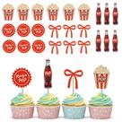 Topo de Cupcake Nvbixi 24 Peças Glitter Vermelho Chá de Bebê