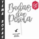 Topo em MDF com Glitter Prata para Bodas de Pérola - Decoração de Festa