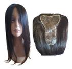Topo Feminino Cabelo Humano Micropele Castanho Natural modelo cálice