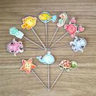 Topo para Docinhos - Fundo do Mar Aquarelado (10 unidades) - Decoração de Aniversário