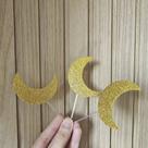 Topo para Docinhos - Lua Brilhante - 6 Unidades em EVA Prata ou Dourado