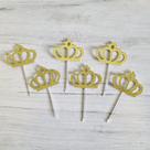 Topo para Docinhos Realeza - Coroa Dourada Espelhada (6 Unidades) - Decoração de Aniversário