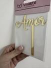 Topo Topper de Bolo Decorativo Natal Ano Novo Amor Dourado Acrílico 12 cm Vivarte - Inspire sua Festa Loja Topo Topper de Bolo Decorativo Natal Ano Novo Amor Dourado Acrílico 12 cm Vivarte - Inspire sua Festa Loja