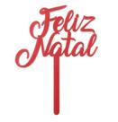 Topo Topper de Bolo Feliz Natal Acrílico Vermelho 12 cm Vivarte - Inspire sua Festa Loja
