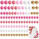 Topos para bolo Cake Balls Bouiexye 75 peças em espuma rosa, branco e dourado