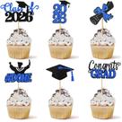 Topos para Cupcake de Formatura Tindobewan 24 un. Preto e Azul Topos para Cupcake de Formatura Tindobewan 24 un. Preto e Azul