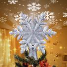 Topper de árvore de Natal iluminado com projetor giratório de floco de neve
