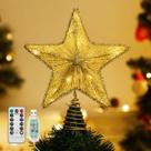 Topper de árvore de Natal Lewondr Star com luzes e lantejoulas Topper de árvore de Natal Lewondr Star com luzes e lantejoulas