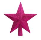 Topper de árvore de Natal YYCRAFT Glitter Star 25 cm rosa choque