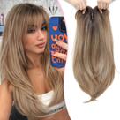 Topper de cabelo Megito de 18 polegadas para mulheres com cabelos finos castanho claro