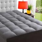 Topper de colchão ELEMUSE Full XL cinza com travesseiro extra grosso Topper de colchão ELEMUSE Full XL cinza com travesseiro extra grosso