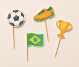 Topper de Docinhos Futebol Brasil Copa do Mundo com 12 unidades
