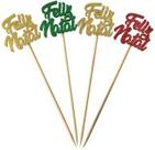 Topper Topo Doces e Bolo Palito Feliz Natal EVA Vermelho Verde 4 Peças Vivarte - Inspire sua Festa Loja