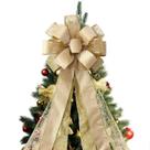 Topper Tree Topper Bow Champagne Gold 43x13cm Glitter