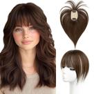 Toppers de cabelo TANJET 25 cm para mulheres Cabelo humano real castanho escuro