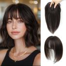 Toppers de cabelo UIPEUBO Real Human Hair para mulheres com franja de 25 cm