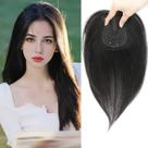 Toppers de cabelo YAMI Fluffy Human Hair 25 cm, base suíça, preto natural