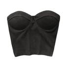 Tops Cropped Femininos Sem Alças Estilo Western Justos Cor Sólida Casuais De Verão Com Sutiãs